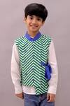 Buy_Lil Drama_Green Cotton Mirrors Shor Gul Chevron Print Bundi _at_Aza_Fashions