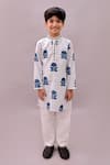 Buy_Lil Drama_White Cotton Mirrors, Beads Shor Gul Flower Print Kurta _at_Aza_Fashions