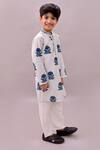 Lil Drama_White Cotton Mirrors, Beads Shor Gul Flower Print Kurta _Online_at_Aza_Fashions