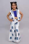 Buy_Lil Drama_White Cotton Beads Shor Gul Printed Jacket Pant Set _at_Aza_Fashions