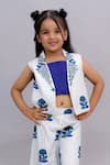 Buy_Lil Drama_White Cotton Beads Shor Gul Printed Jacket Pant Set _Online_at_Aza_Fashions