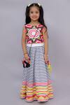 Lil Drama_Multi Color Cotton Mirrors, Tassels, Lace Shor Gul Printed Lehenga With Blouse _Online_at_Aza_Fashions