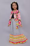 Lil Drama_Multi Color Cotton Mirrors, Tassels, Fringe Shor Gul Printed Jacket Pant Set _Online_at_Aza_Fashions