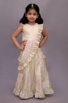 Lil Drama_Off White Chanderi Foil Printing, Ruffles, Piping Mishti Lehenga Set _Online_at_Aza_Fashions