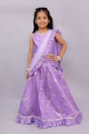 Buy_Lil Drama_Purple Chanderi Foil Printing, Zari Mishti Printed Lehenga Set _at_Aza_Fashions
