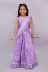 Buy_Lil Drama_Purple Chanderi Foil Printing, Zari Mishti Printed Lehenga Set _Online_at_Aza_Fashions