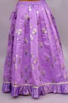 Shop_Lil Drama_Purple Chanderi Foil Printing, Zari Mishti Printed Lehenga Set _Online_at_Aza_Fashions