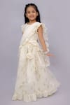 Buy_Lil Drama_Off White Chanderi Foil Printing, Ruffles Mishti Printed Lehenga Set _at_Aza_Fashions