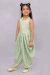 Buy_Lil Drama_Green Rayon Mirrors, Lace Fusion Fair Foil Print Dhoti Jumpsuit _at_Aza_Fashions