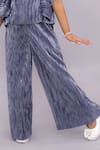 Shop Lil Drama Blue Polyester Glam Up Pleated Top And Pant Set Online at Aza Fashions Shop_Lil Drama_Blue Polyester Glam Up Pleated Top And Pant Set _Online_at_Aza_Fashions