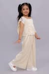 Buy_Lil Drama_Beige Polyester Glam Up Pleated Top And Pant Set _Online_at_Aza_Fashions