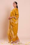 Brij_Mustard Linen, Satin, , Silk Embroidery, Saanvi Kurta Set _Online_at_Aza_Fashions