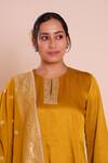 Brij_Mustard Linen, Satin, , Silk Embroidery, Saanvi Kurta Set _at_Aza_Fashions