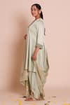 Brij_Green Linen, Satin, Chanderi, Brocade Embroidery, Applique, Neelima Kurta Set _Online_at_Aza_Fashions