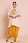 Buy_Brij_Ivory Chanderi, Silk Embroidery Round Neck Amara Kaftan Set _at_Aza_Fashions