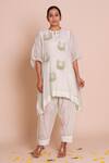 Shop_Brij_Mint Chanderi, Muslin, Silk Embroidery Round Saisha Pastel Green Kaftan Set _Online_at_Aza_Fashions