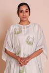 Buy_Brij_Mint Chanderi, Muslin, Silk Embroidery Round Saisha Pastel Green Kaftan Set 