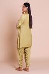 Shop_Brij_Green Modal, Satin Embroidery V-neck Anaya Kurta With Dhoti Pant _at_Aza_Fashions