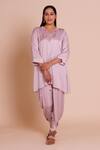 Brij_Purple Modal, Satin Embroidery, Metallic Myra Lavender Kurta With Dhoti Pant _Online_at_Aza_Fashions