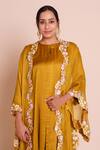 Buy_Brij_Mustard Modal, Satin Open , Round Suhani Yellow Cape Set _Online_at_Aza_Fashions