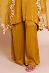 Brij_Mustard Modal, Satin Open , Round Suhani Yellow Cape Set _at_Aza_Fashions