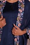Buy_Brij_Navy Modal, Satin Open , Round Aranya Embroidered Cape Set 