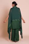 Shop_Brij_Green Modal, Satin Open , Keyhole Tara Bottle Embroidered Cape Set _at_Aza_Fashions