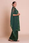 Buy_Brij_Green Modal, Satin Open , Keyhole Tara Bottle Embroidered Cape Set _Online_at_Aza_Fashions