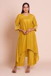Buy Brij Green Muslin, Silk Embroidery V-neck Kaira Kurta Set at Aza Fashions Buy_Brij_Green Muslin, Silk Embroidery V-neck Kaira Kurta Set _at_Aza_Fashions