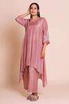 Shop_Brij_Lavender Muslin, Silk Embroidery V-neck Amaira Kurta Set _Online_at_Aza_Fashions
