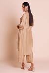 Shop_Brij_Beige Muslin, Silk Embroidery Round Neck Heer Kurta Set _at_Aza_Fashions