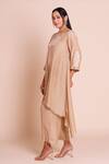Buy_Brij_Beige Muslin, Silk Embroidery Round Neck Heer Kurta Set 