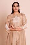 Shop_Brij_Beige Muslin, Silk Embroidery Round Neck Heer Kurta Set 