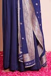Shop_Brij_Navy Linen, Satin, Silk Embroidery, Zari Round Araadhya Indigo Blue Anarkali Set _Online_at_Aza_Fashions