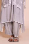 Buy_Brij_Gray Muslin, Silk Open , Round Meera Grey Embroidered Cape Set _Online_at_Aza_Fashions