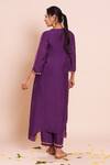 Shop_Brij_Purple Muslin, Silk Embroidery, Zari V-neck Nysa Kurta Set _at_Aza_Fashions