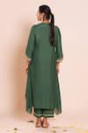 Shop_Brij_Green Muslin, Silk Embroidery, Mirrors Round Neck Devina Bottle Kurta Set _at_Aza_Fashions