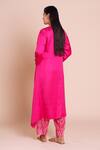 Shop_Brij_Fuchsia Modal, Satin, Silk Embroidery, Zari V-neck Alaya Pink Kurta Set _at_Aza_Fashions