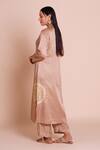 Shop_Brij_Beige Linen, Satin, Silk Embroidery Round Neck Ruhani Kurta Set _at_Aza_Fashions