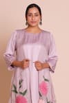 Brij_Purple Silk, Modal, Satin Applique, Embroidery Open Pihu Lavender Jacket Set _at_Aza_Fashions