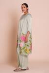 Brij_Green Modal, Satin Applique, Embroidery Open Neck, Aria Pastel Jacket Set _Online_at_Aza_Fashions