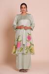 Buy_Brij_Green Modal, Satin Applique, Embroidery Open Neck, Aria Pastel Jacket Set _Online_at_Aza_Fashions