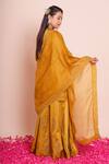 Shop_Brij_Mustard Linen, Satin, Silk Embroidery, Sequins Round Ishika Kurta Sharara Set _at_Aza_Fashions