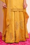 Buy_Brij_Mustard Linen, Satin, Silk Embroidery, Sequins Round Ishika Kurta Sharara Set 