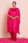 Buy_Brij_Pink Modal, Satin Open , Round Reha Embroidered Cape Set _at_Aza_Fashions