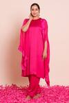 Buy_Brij_Pink Modal, Satin Open , Round Reha Embroidered Cape Set 
