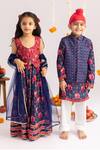 MR Brat_Blue Muslin, Cotton Anar Jaal Printed Kurta Set _Online_at_Aza_Fashions