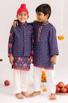 Buy_MR Brat_Blue Muslin, Cotton Anar Jaal Printed Kurta Set _Online_at_Aza_Fashions