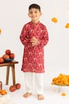 Buy_MR Brat_Maroon Muslin, Cotton Gota Patti, Piping Jaal Printed Kurta Set _at_Aza_Fashions