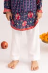 MR Brat_Navy Muslin, Cotton Blue Anar Jaal Printed Bundi Set _Online_at_Aza_Fashions